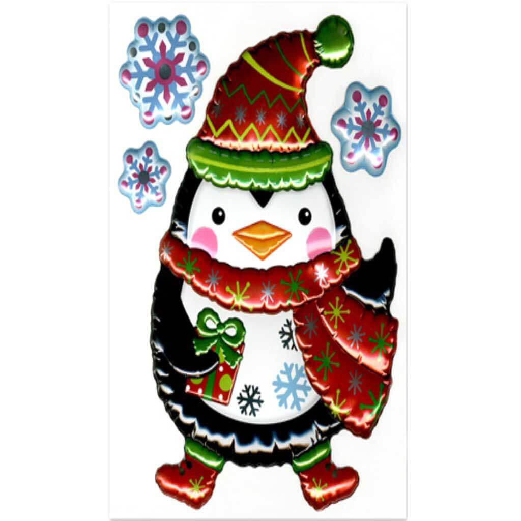 Holiday Decor 12in x 12.4in Balloon Blast Wall Art Penguin