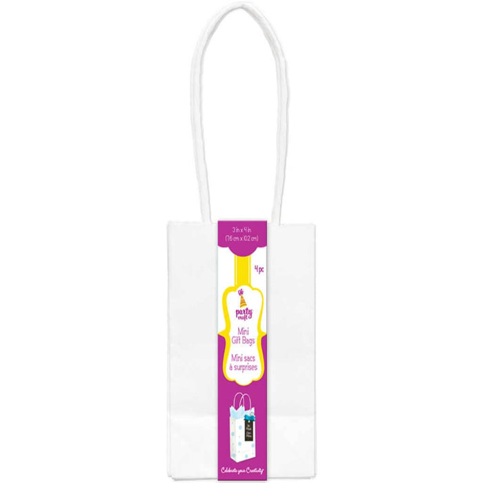 Party Craft 3in x 4in Mini Craft Bags 4pc 3.5in, White
