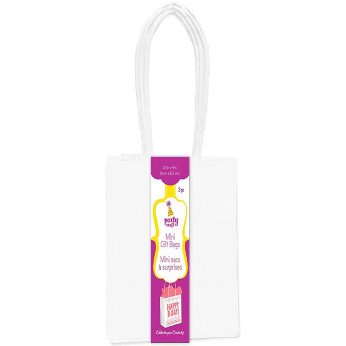 Party Craft 3.5in x 4in Mini Craft Bags 3pc 3.5in, White