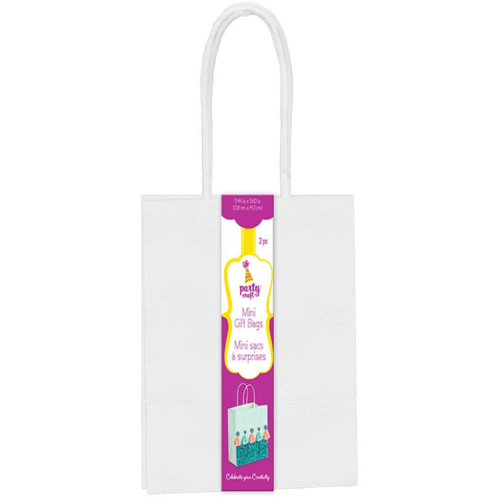 Party Craft 5.44in x 5.63in Mini Craft Bags 2pc 3.5in, White