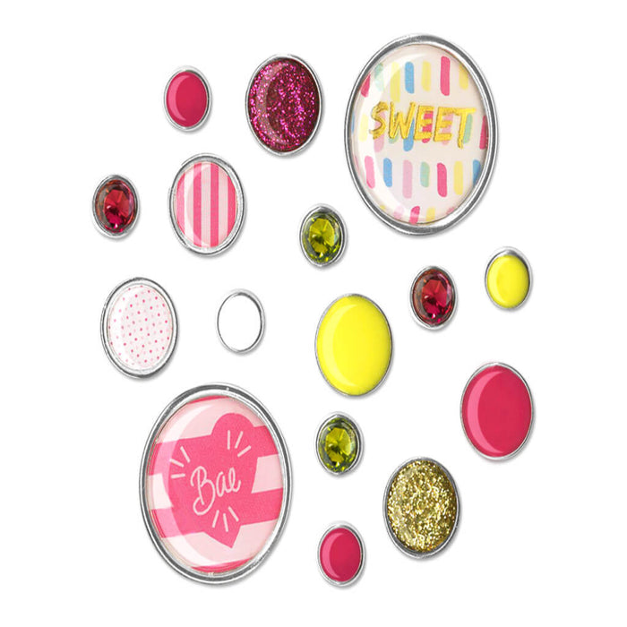 Paper Craft Emb Epoxy Brads Medley x16, Sweet