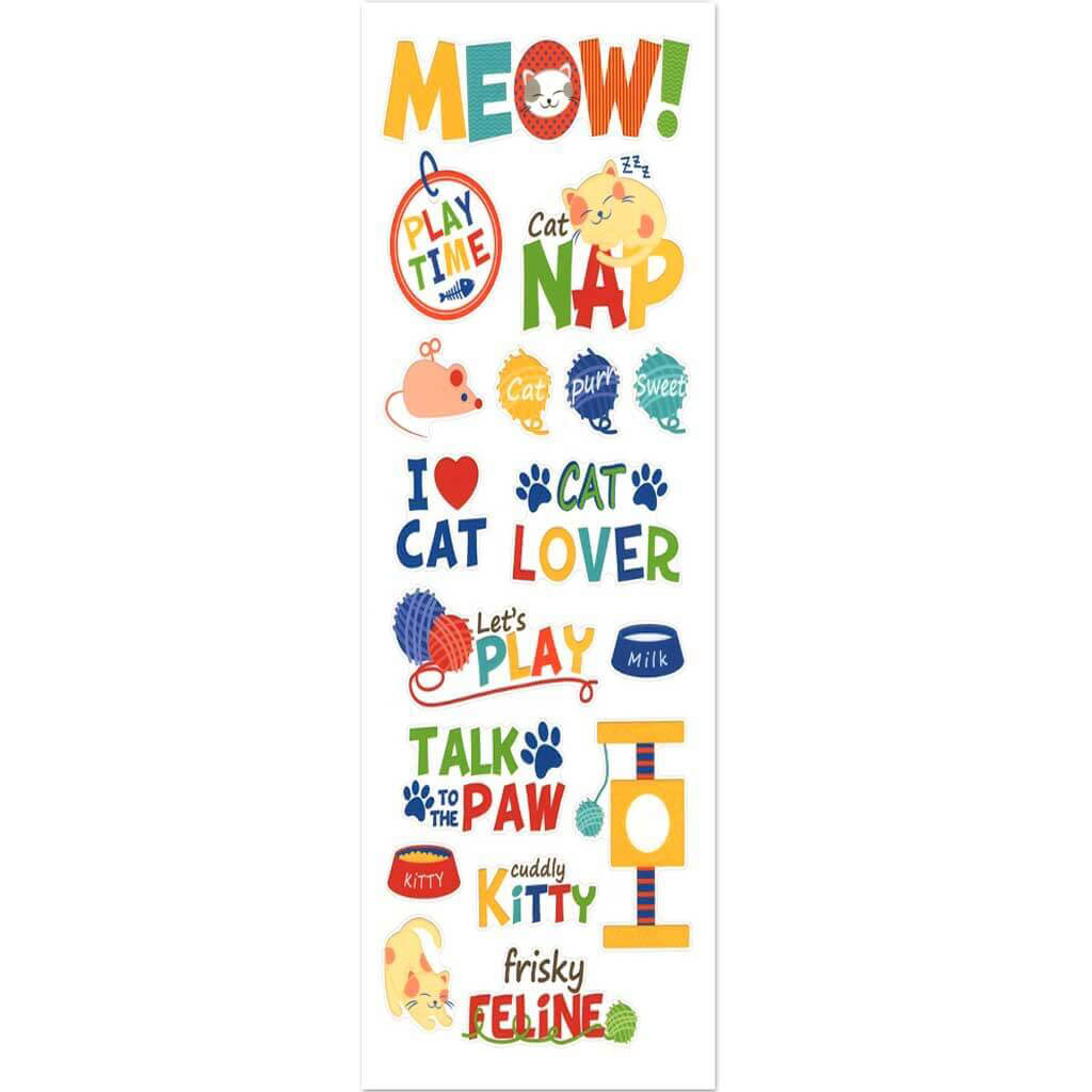 Paper Craft Sticker 5in x 12in Classic Themes &#39;Clear&#39; Photo Safe, Meow