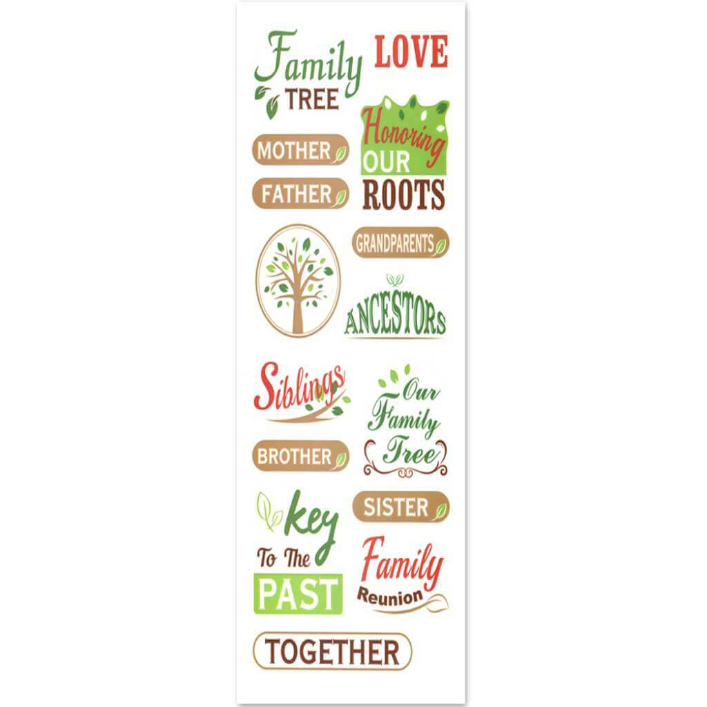 Paper Craft Sticker 5in x 12in Classic Themes &#39;Clear&#39; Photo Safe, Family Tree