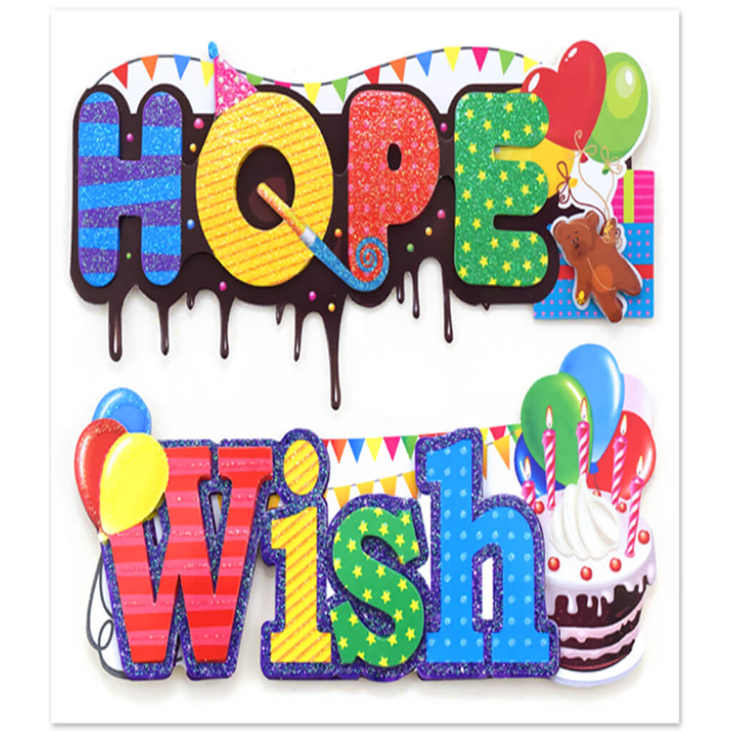 Handmade Sticker: 6in x 5in 3D Word Art, Hope/Wish