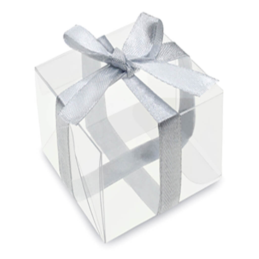 A Brides Wish: 2in x 1.13in Favor Box x3 with Ribbon PVC Silver Ribbon