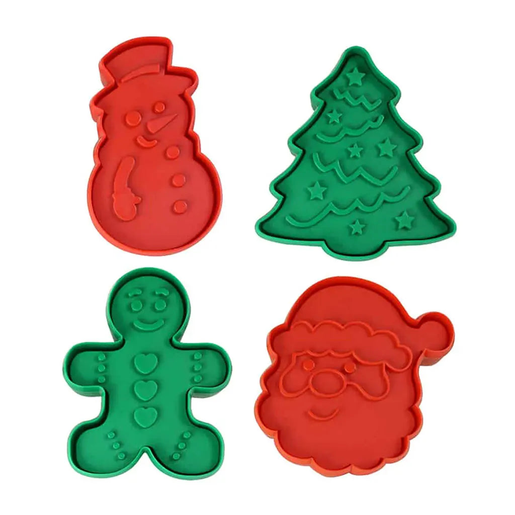 Christmas Double-Sided Cookie Cutter Stamper Set of 4