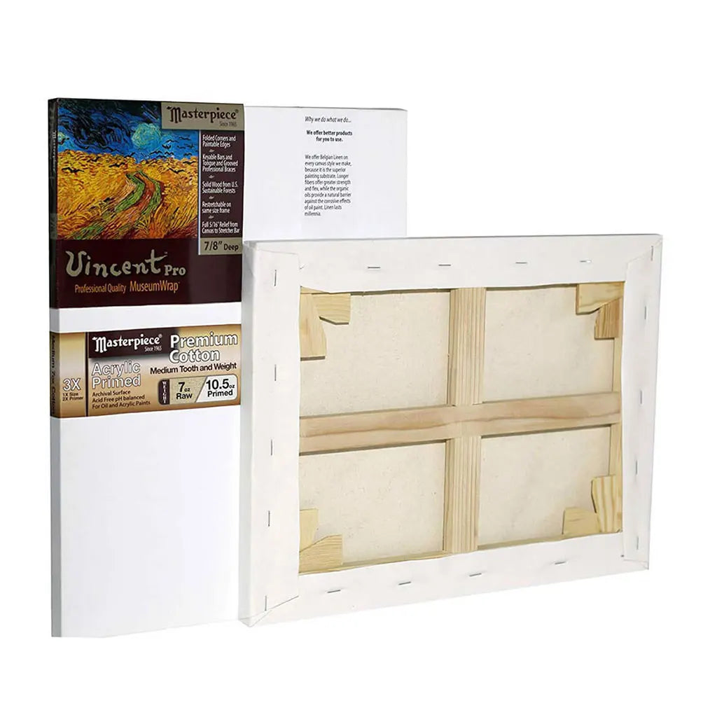 Masterpiece Vincent Pro 7/8in Deep, Monterey 3X Acrylic Primed Cotton 7oz, Stretched Canvas  30in x 48in
