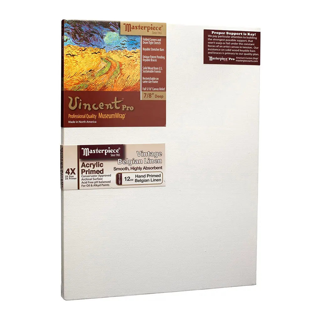 Masterpiece Vincent Pro 7/8in Deep, Monterey 3X Acrylic Primed Cotton 7oz, Stretched Canvas  10in x 20in