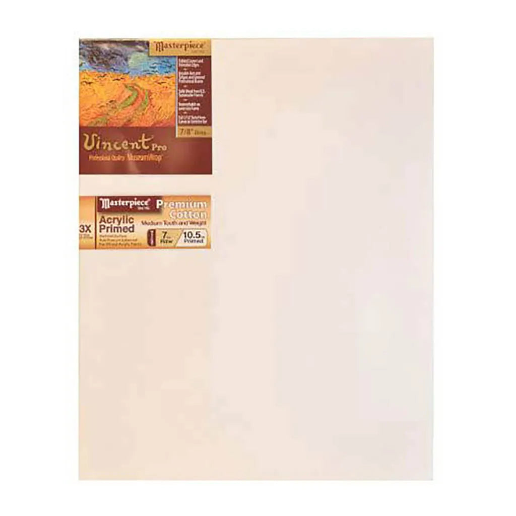 Masterpiece Vincent Pro 7/8in Deep, Monterey 3X Acrylic Primed Cotton 7oz, Stretched Canvas  18in x 18in