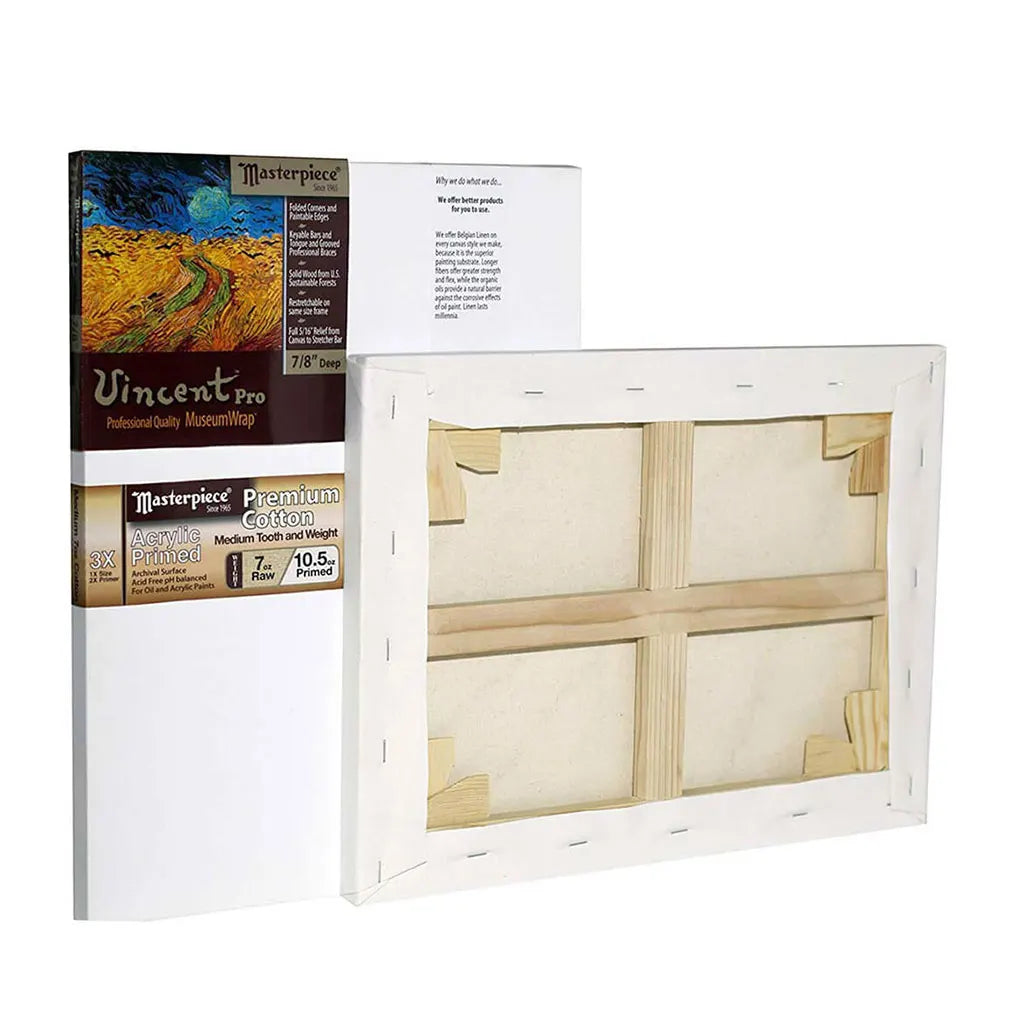 Masterpiece Vincent Pro 7/8in Deep, Monterey 3X Acrylic Primed Cotton 7oz, Stretched Canvas  18in x 36in