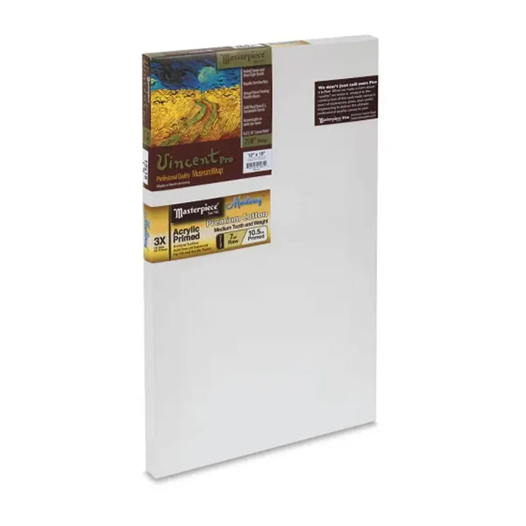 Masterpiece Vincent Pro 7/8in Deep, Monterey 3X Acrylic Primed Cotton 7oz, Golden Ratio, Stretched Canvas 12in x 19in