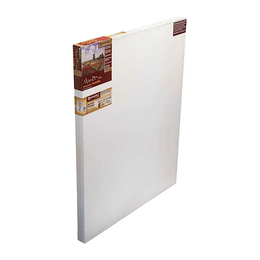 Masterpiece Monet Pro 1.5in Deep, Montery 3X Acrylic Primed Cotton 7oz, Stretched Canvas 9in x 12in