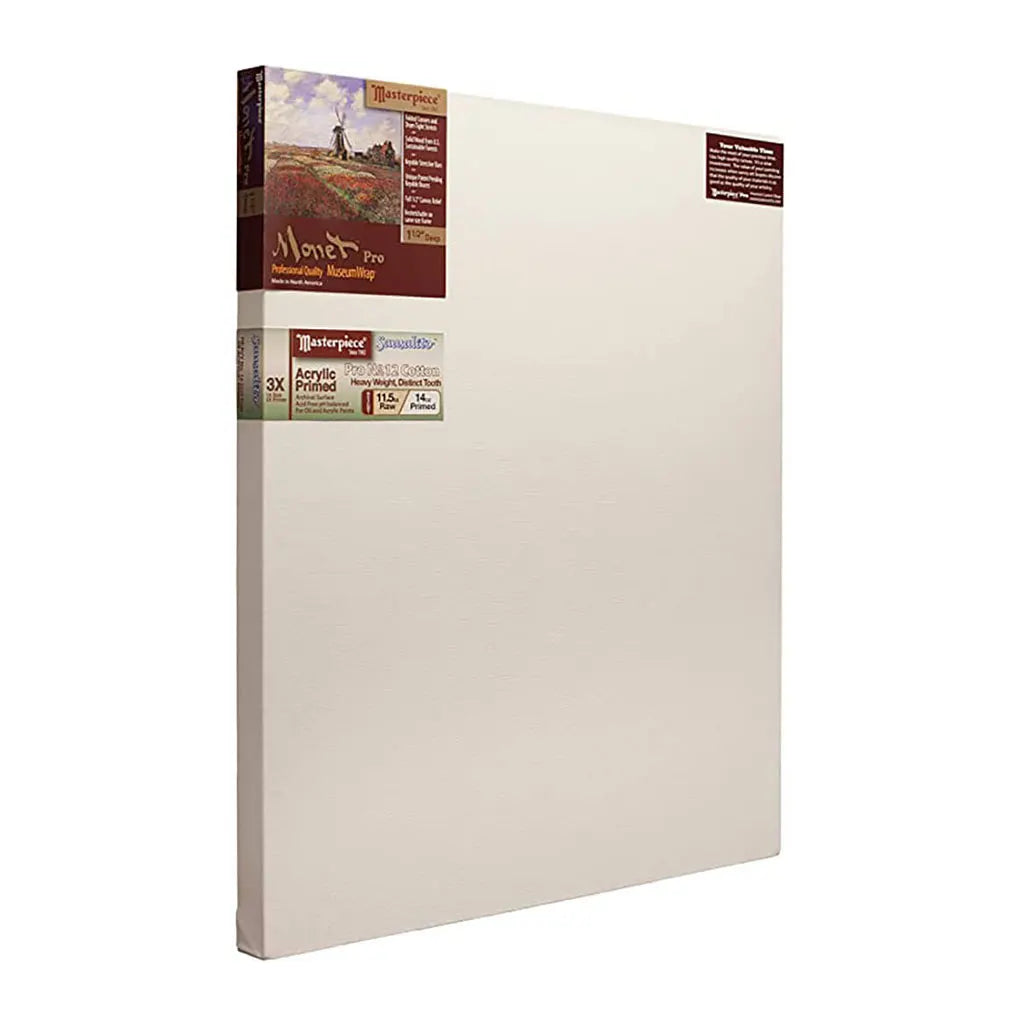Masterpiece Monet Pro 1.5in Deep, Montery 3X Acrylic Primed Cotton 7oz, Stretched Canvas 36in x 36in