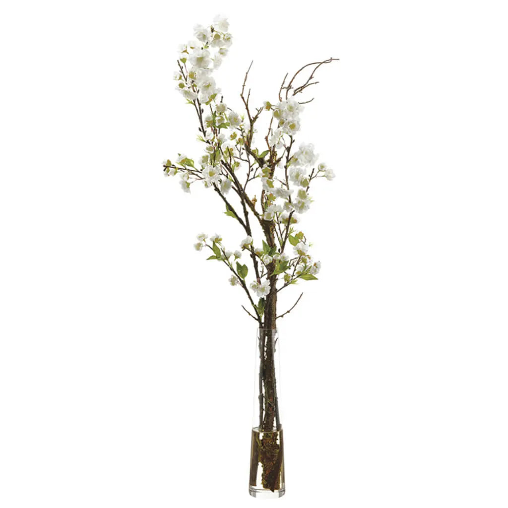 Cherry Blossoms in Glass Vase 40in H x X15in W x X19in L