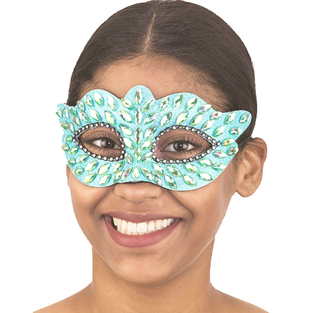 SILVER FAUX JEWELED COSTUME MASK