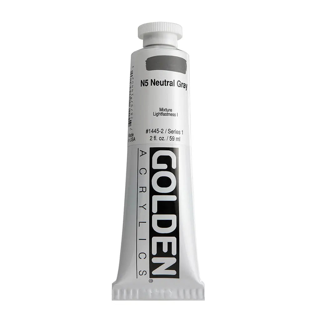 Golden Heavy Body Acrylic 2oz N5 Neutral Gray S1