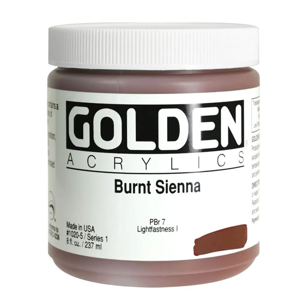 Golden Heavy Body Acrylic 8oz Burnt Sienna S1