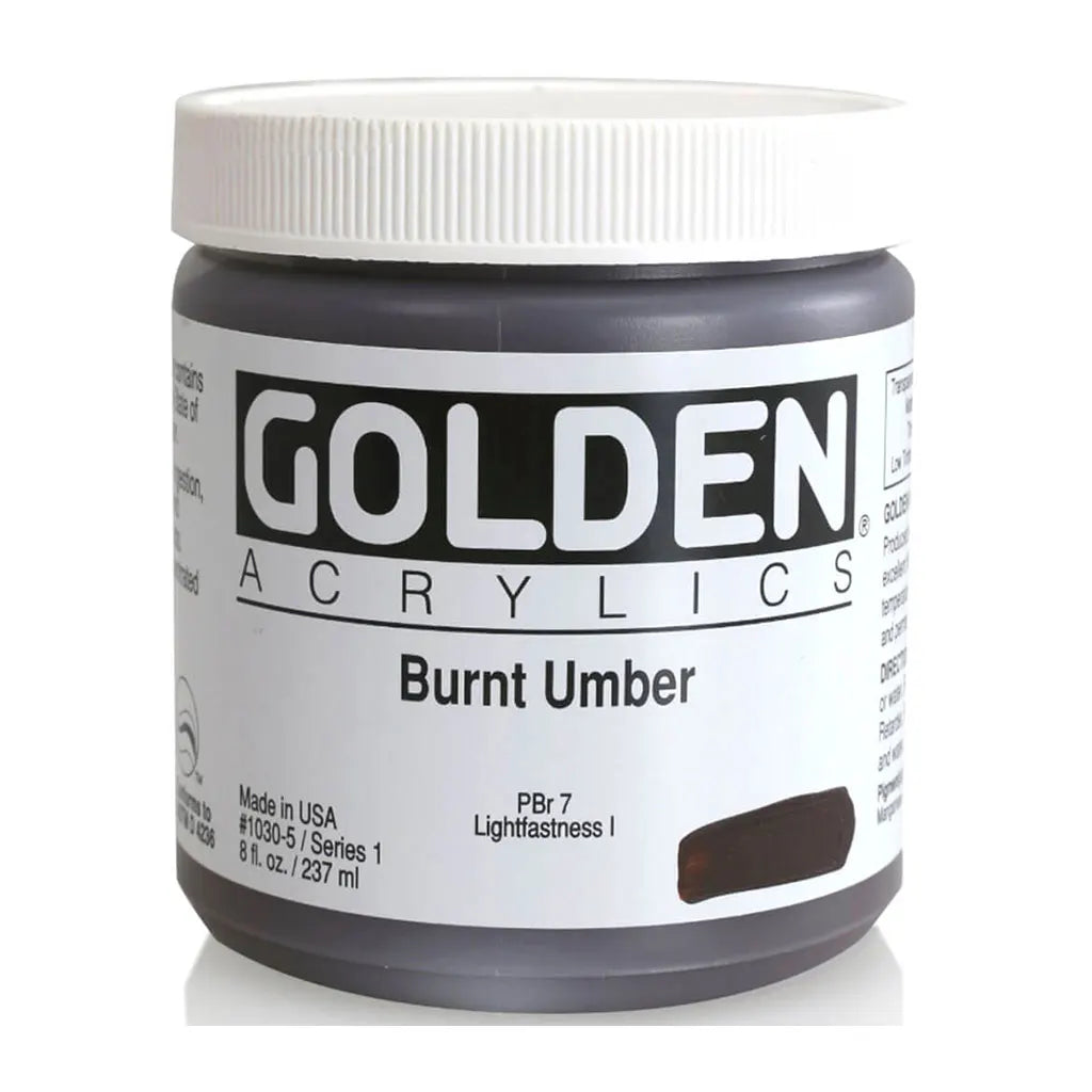 Golden Heavy Body Acrylic 8oz Burnt Umber S1