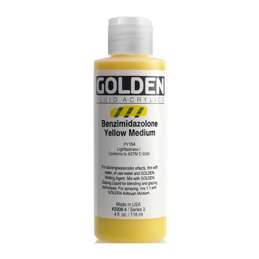 Golden Fluid Acrylic 4oz Benzimidazolone Yellow Med S3