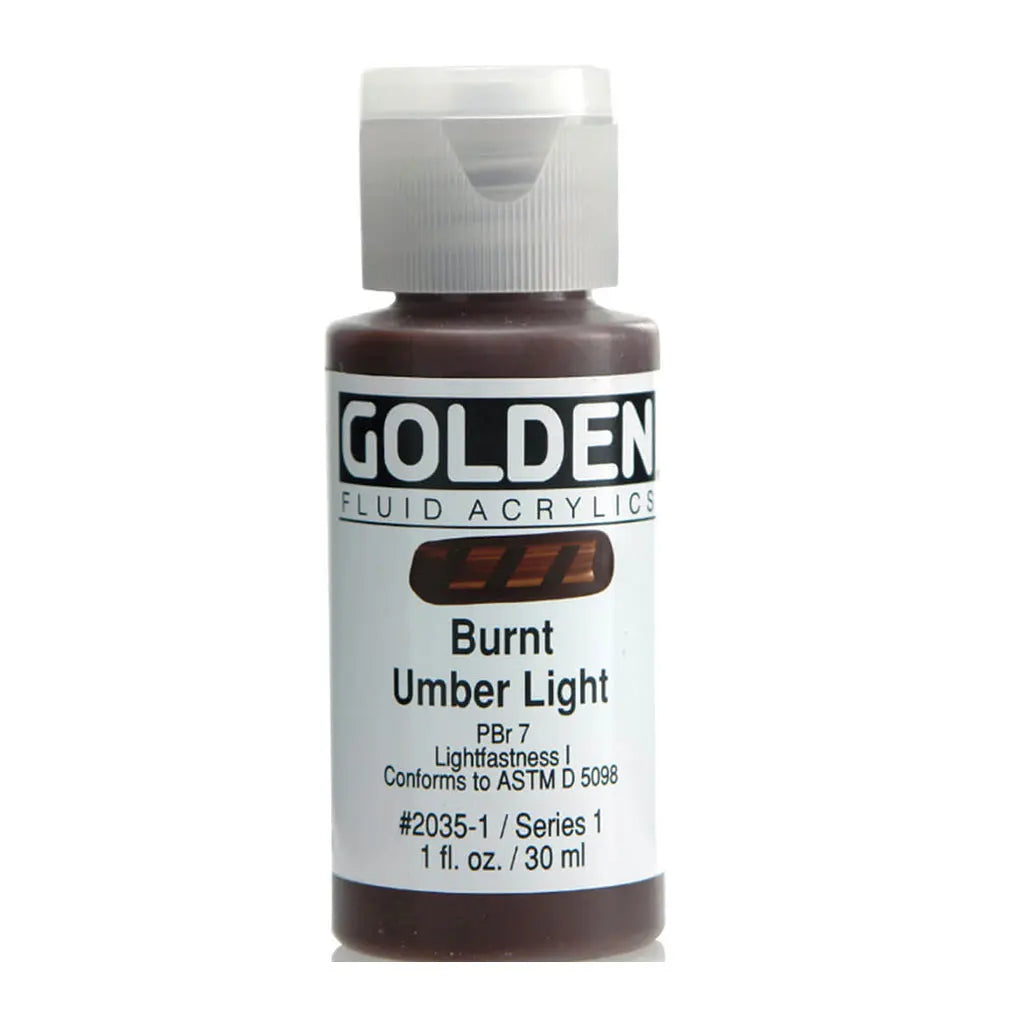 Golden Fluid Acrylic 1oz Burnt Umber Light S1