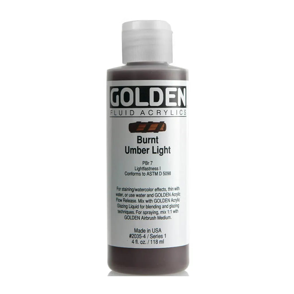 Golden Fluid Acrylic 4oz Burnt Umber Light S1