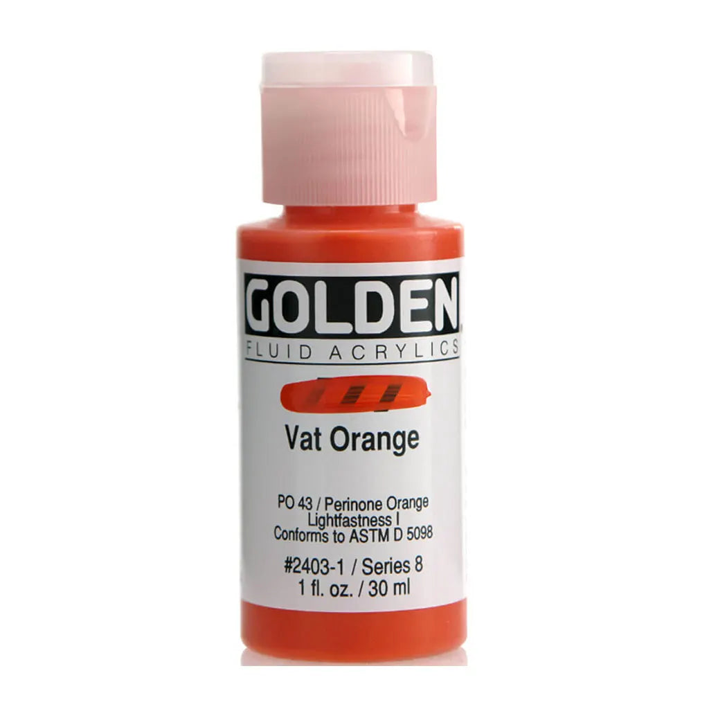 Golden Fluid Acrylic 1oz Vat Orange S8