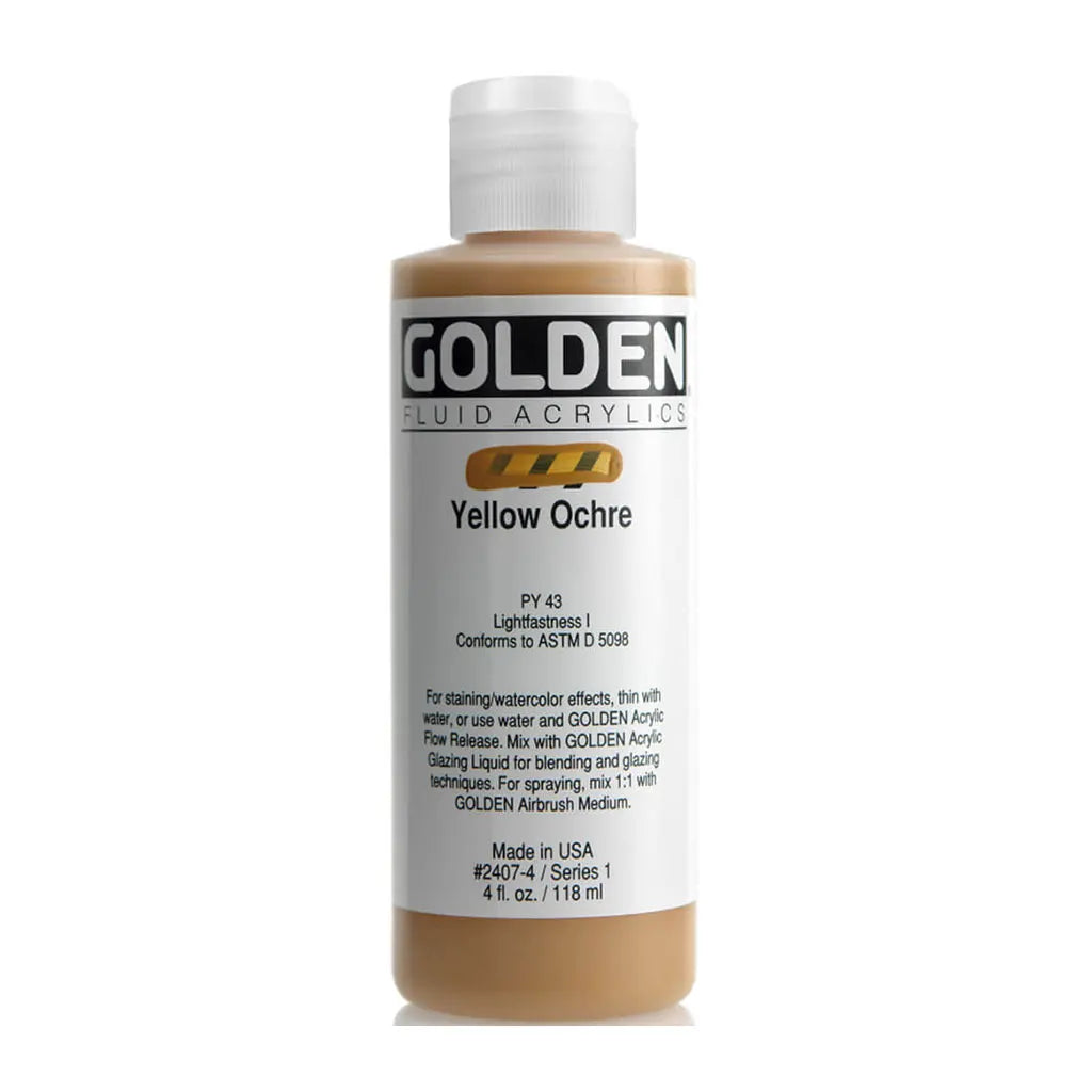 Golden Fluid Acrylic 4oz Yellow Ochre S1
