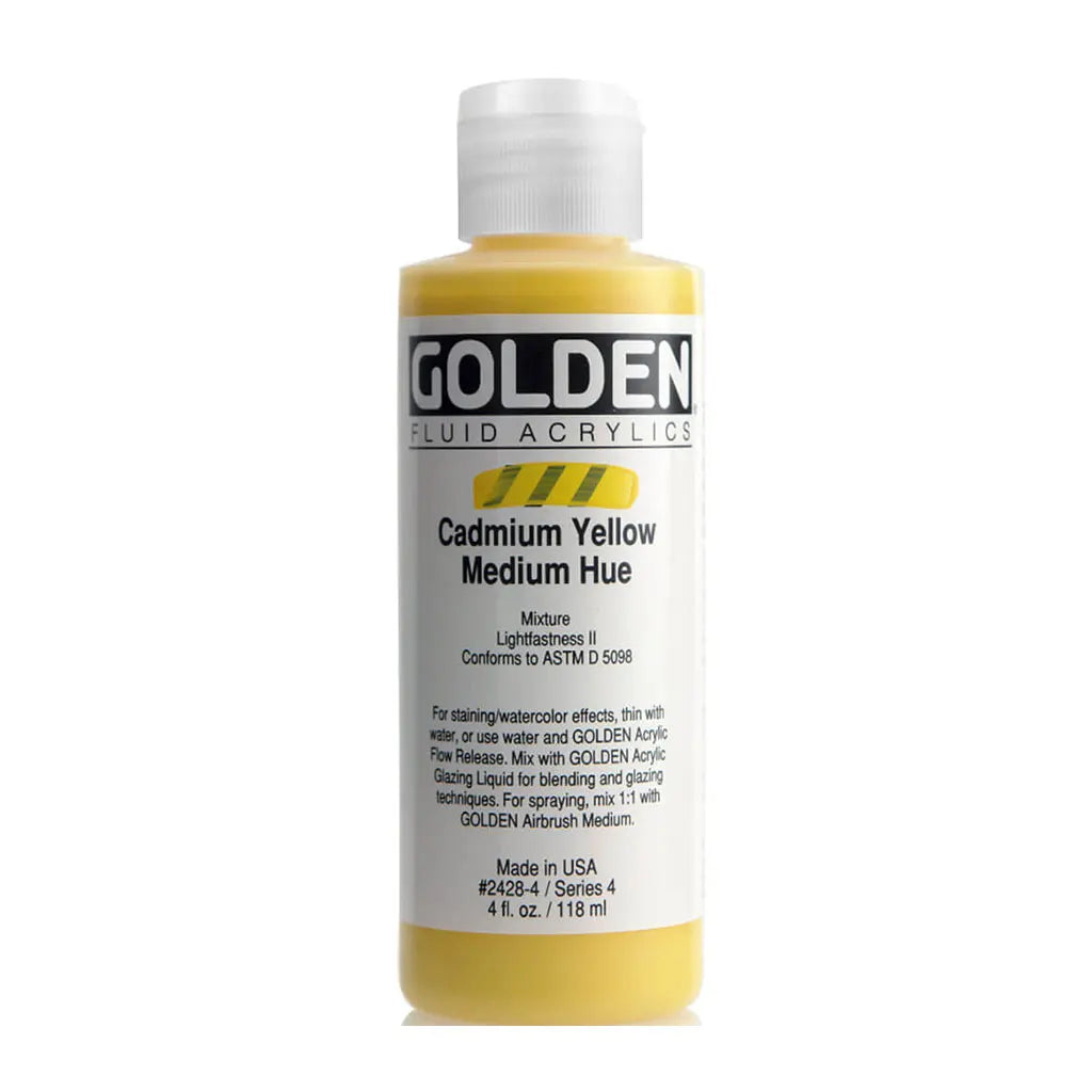 Golden Fluid Acrylic 4oz Cadmium Yellow Medium Hue S4