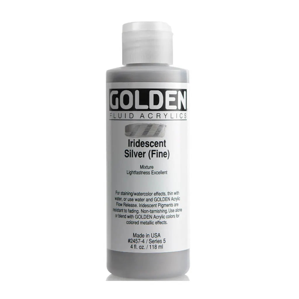 Golden Fluid Acrylic 4oz Iridescent Silver (Fine) S5