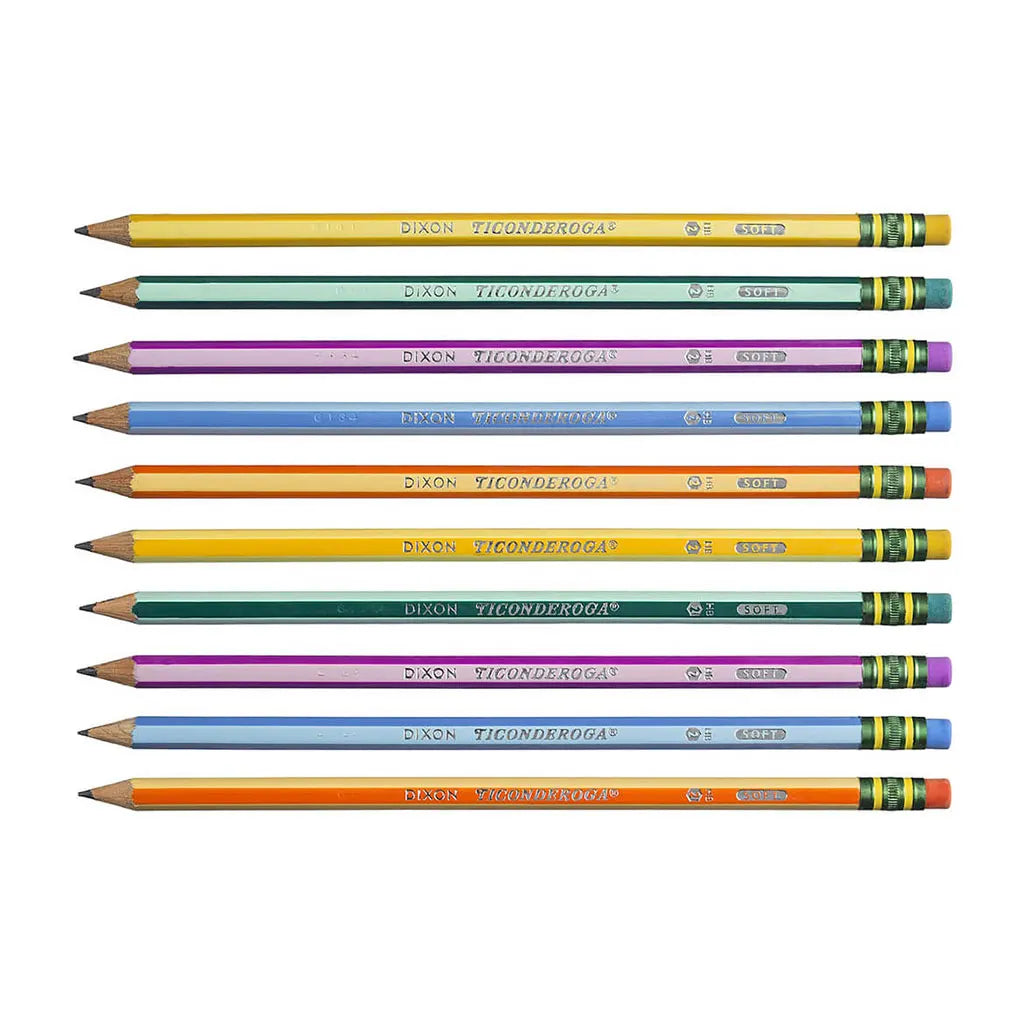 Ticonderoga Pencils No 2 Soft Neon Stripes 10Pk