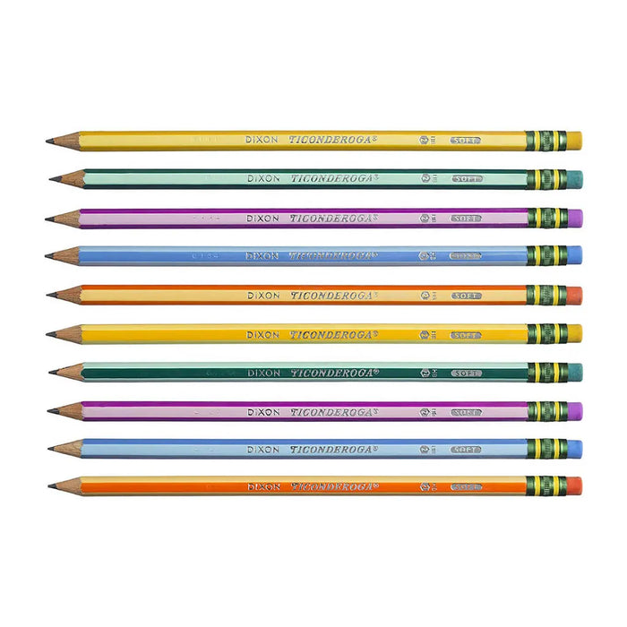Ticonderoga Pencils No 2 Soft Neon Stripes 10Pk
