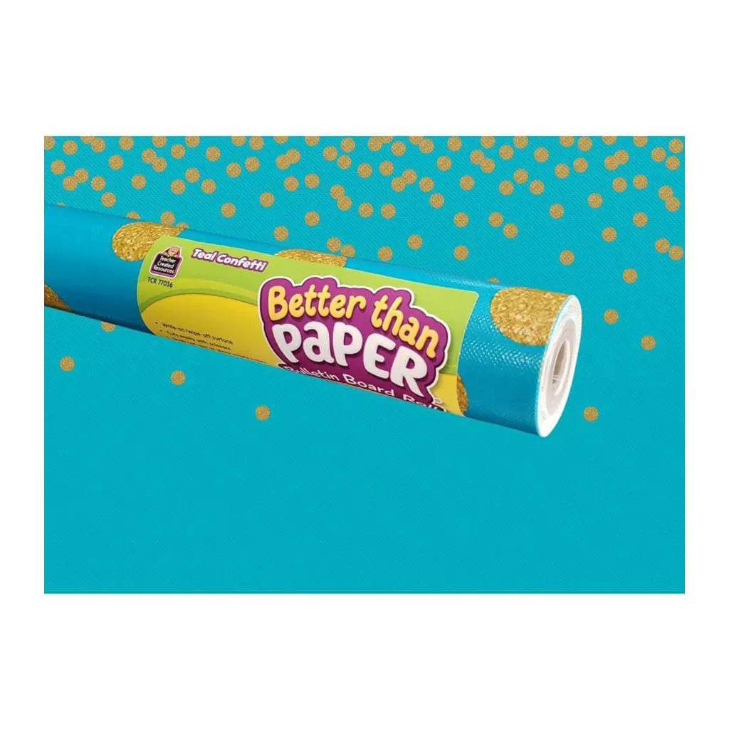 Better Than Paper Bulletin Board Roll 4ft x 12ft Teal Confetti