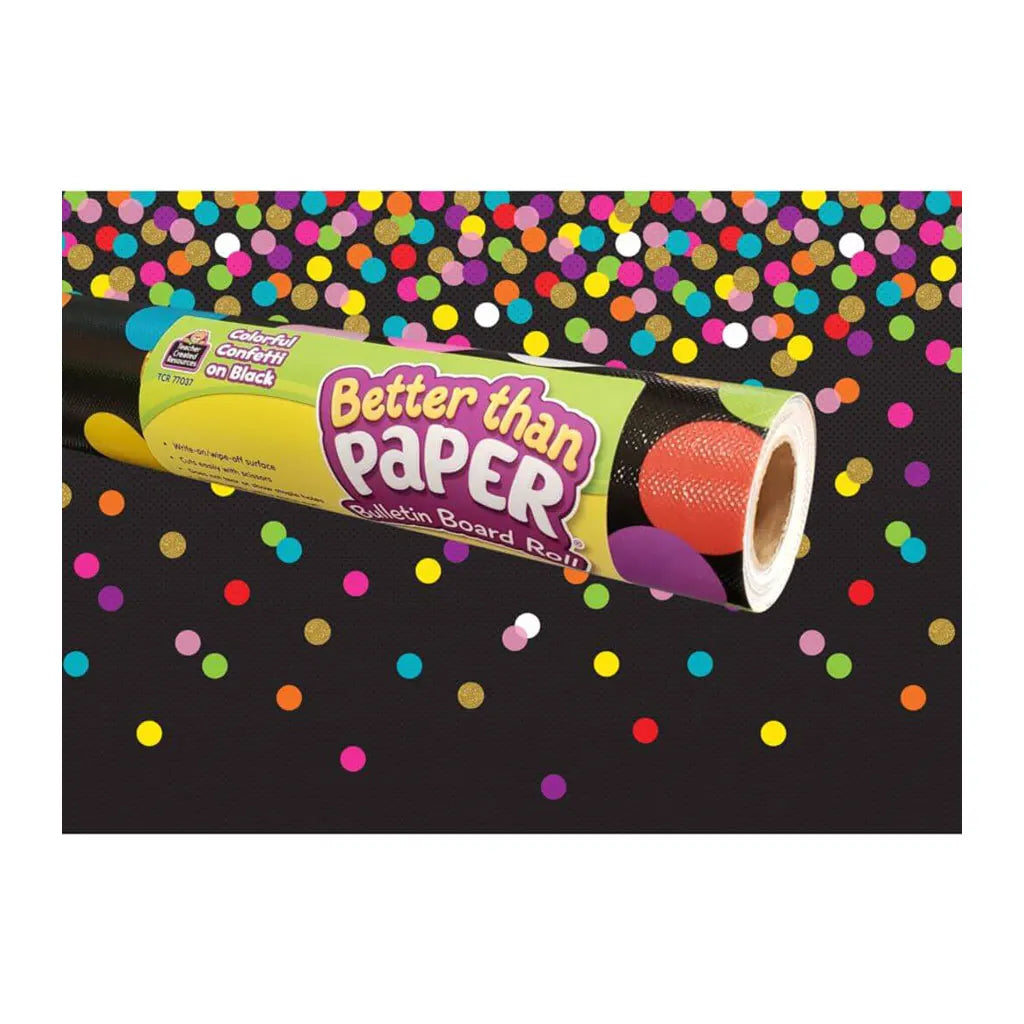 Better Than Paper Bulletin Board Roll 4ft x 12ft Colorful Confetti On Black