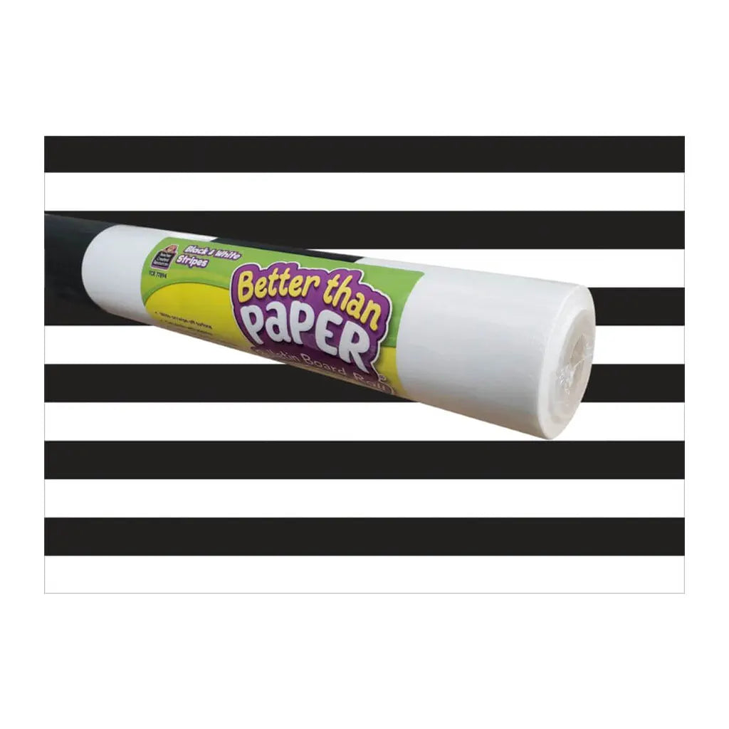 Better Than Paper Bulletin Board Roll 4ft x 12ft Black &amp; White Stripes