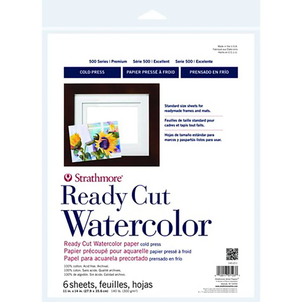 Strathmore Ready Cut Watercolor Sheets - 11in x 14in, Cold Press, 6 Sheets