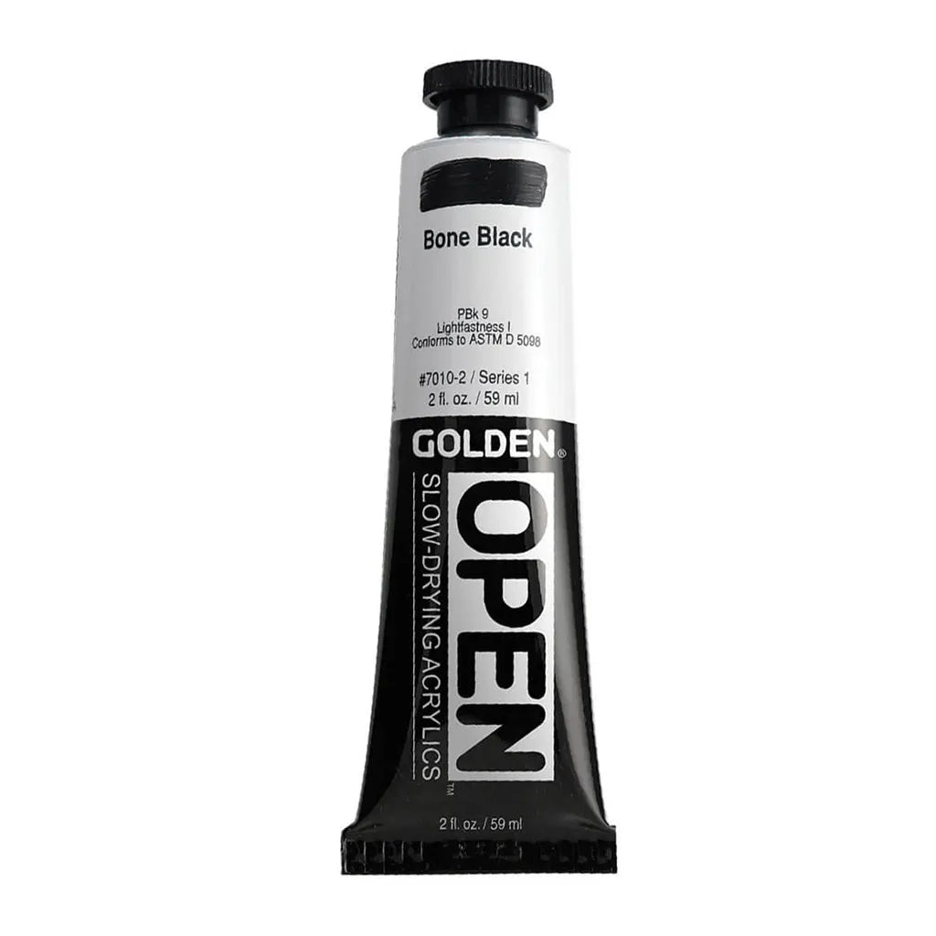 Golden OPEN Slow-Drying Acrylic Paint 2oz Bone Black S1