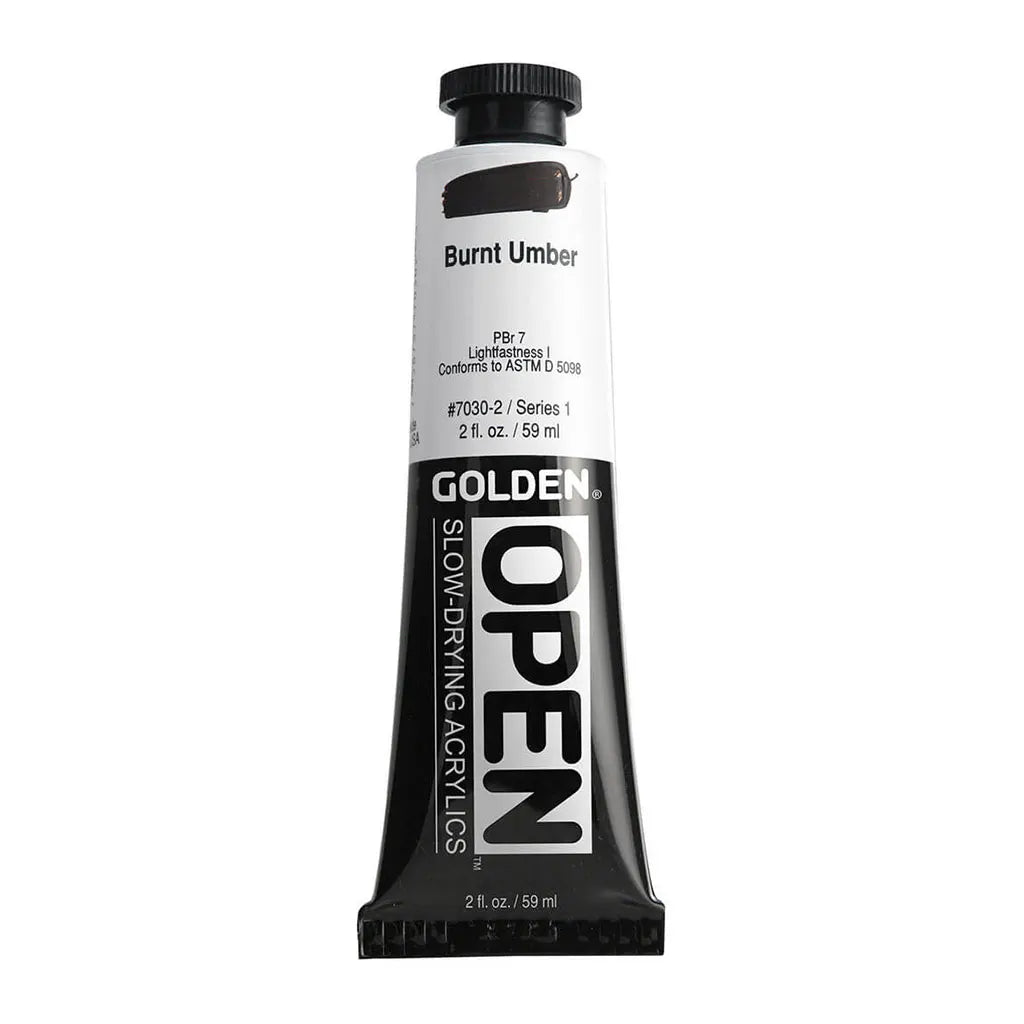 Golden OPEN Slow-Drying Acrylic Paint 2oz Burnt Umber S1