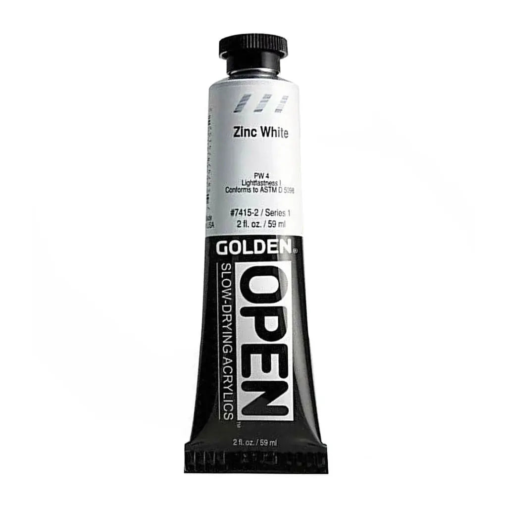 Golden OPEN Slow-Drying Acrylic Paint 2oz Zinc White S1