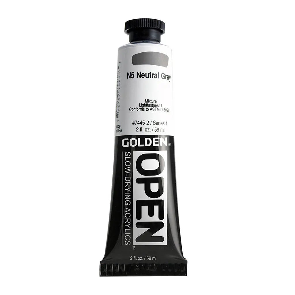 Golden OPEN Slow-Drying Acrylic Paint 2oz N5 Neutral Gray S1