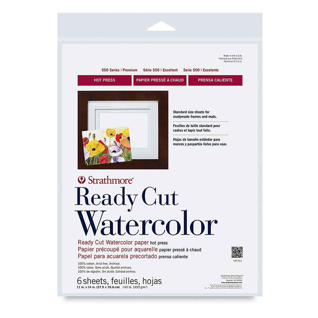 Ready Cut Watercolor Paper Hot Press, 11in x 14in