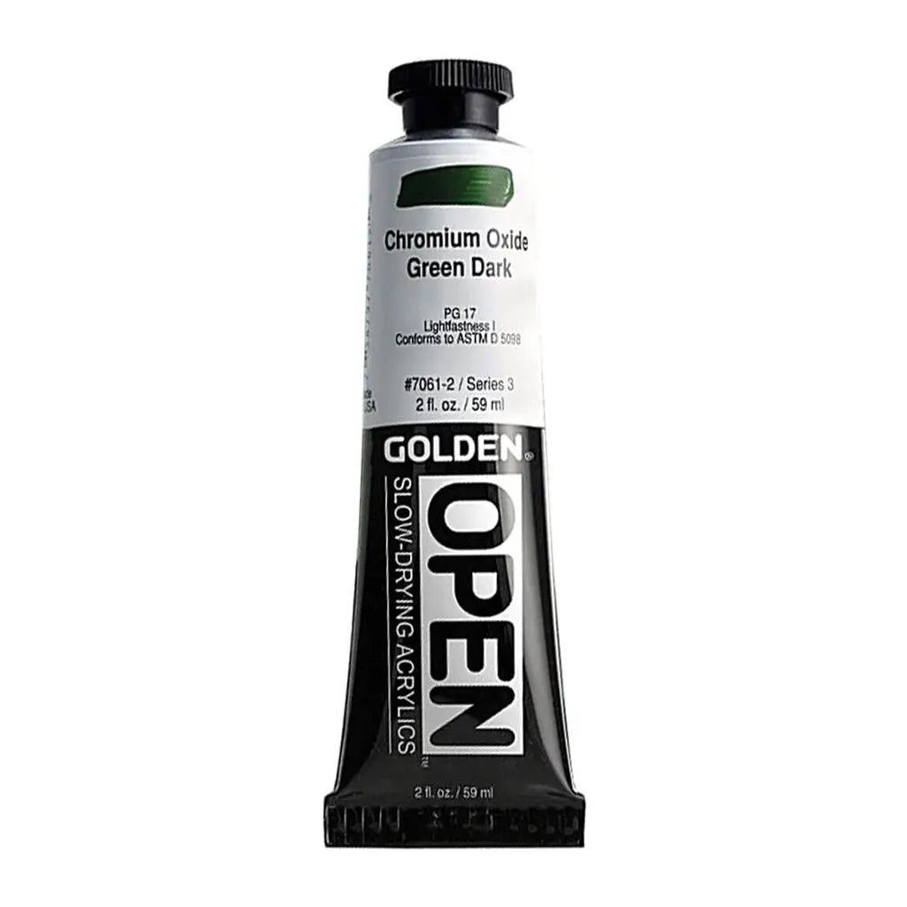 Golden OPEN Slow-Drying Acrylic Paint 5oz Chrom Oxide Green Dark S3