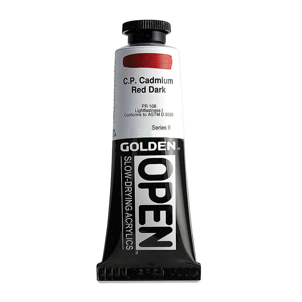 Golden OPEN Slow-Drying Acrylic Paint 5oz Cadmium Red Dark S9