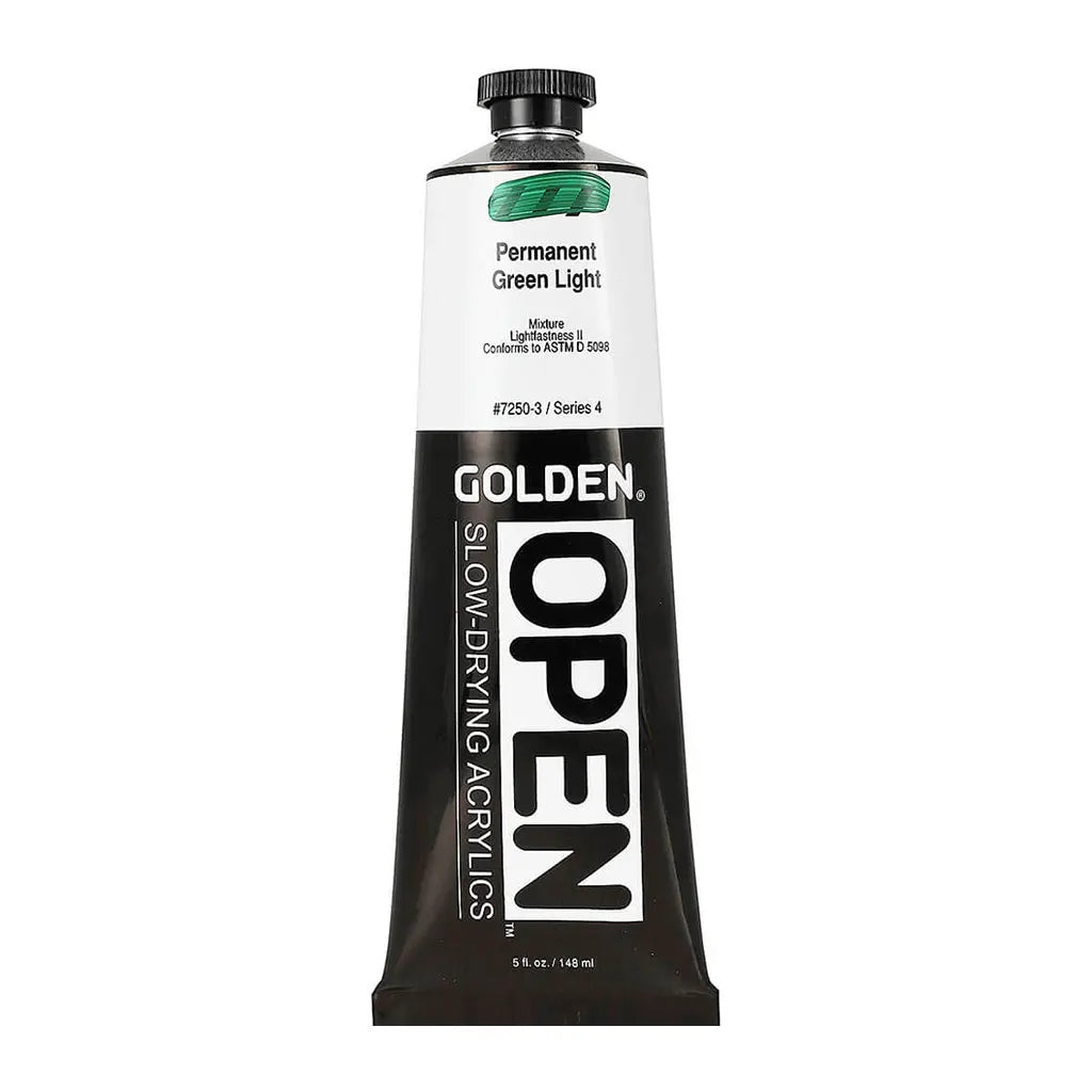 Golden OPEN Slow-Drying Acrylic Paint 5oz Permanent Green Light S4