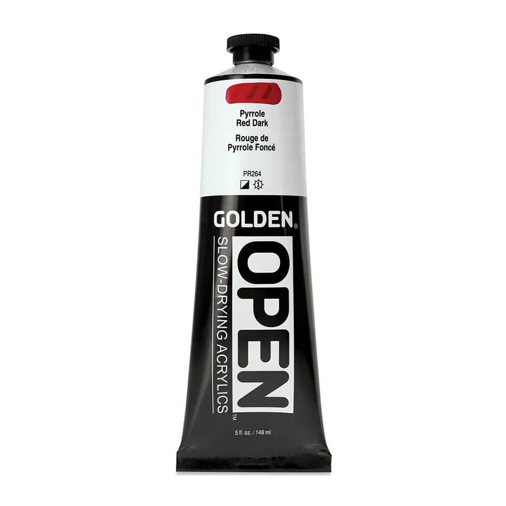 Golden OPEN Slow-Drying Acrylic Paint 5oz Pyrrole Red Dark S8