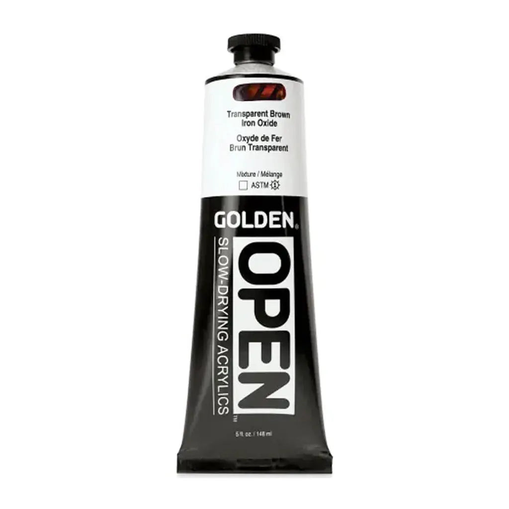 Golden OPEN Slow-Drying Acrylic Paint 5oz Transparent Brown Iron Ox S3