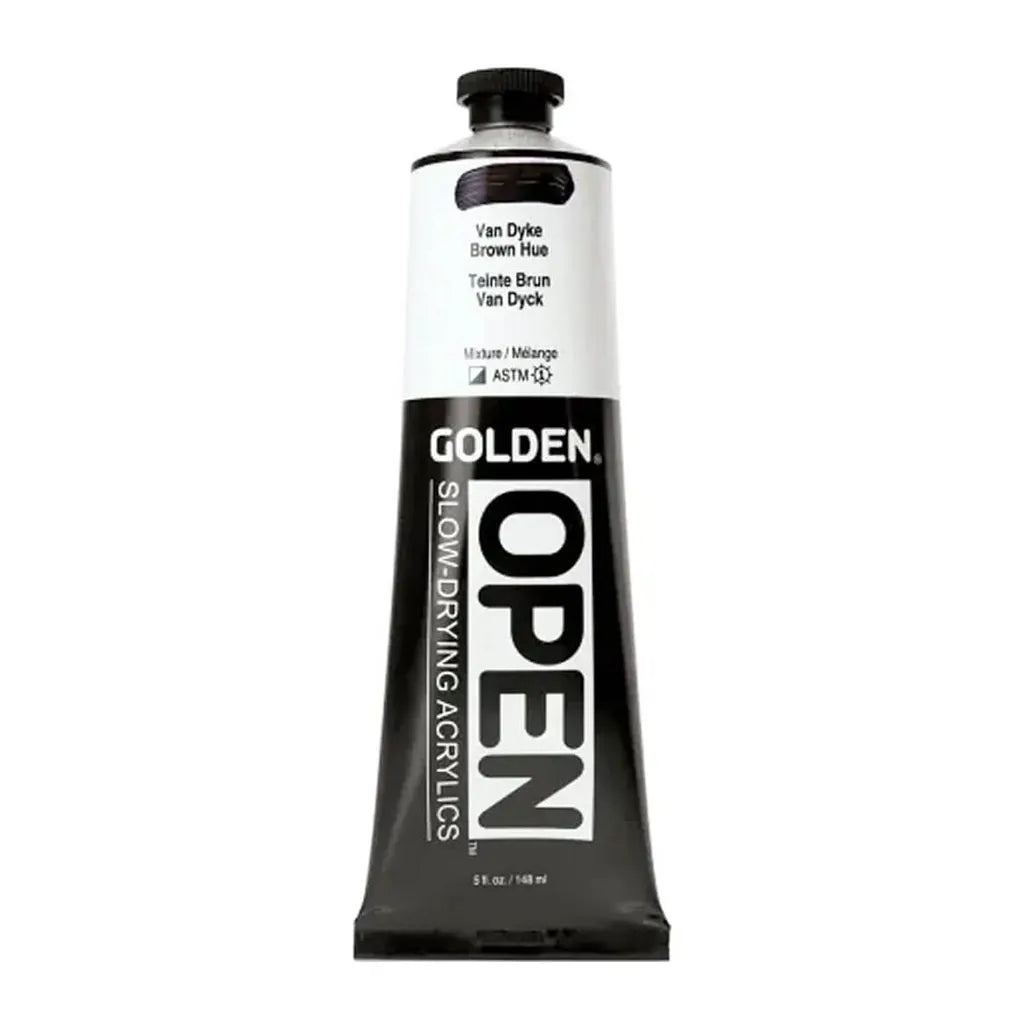 Golden OPEN Slow-Drying Acrylic Paint 5oz Van Dyke Brown Hue S3