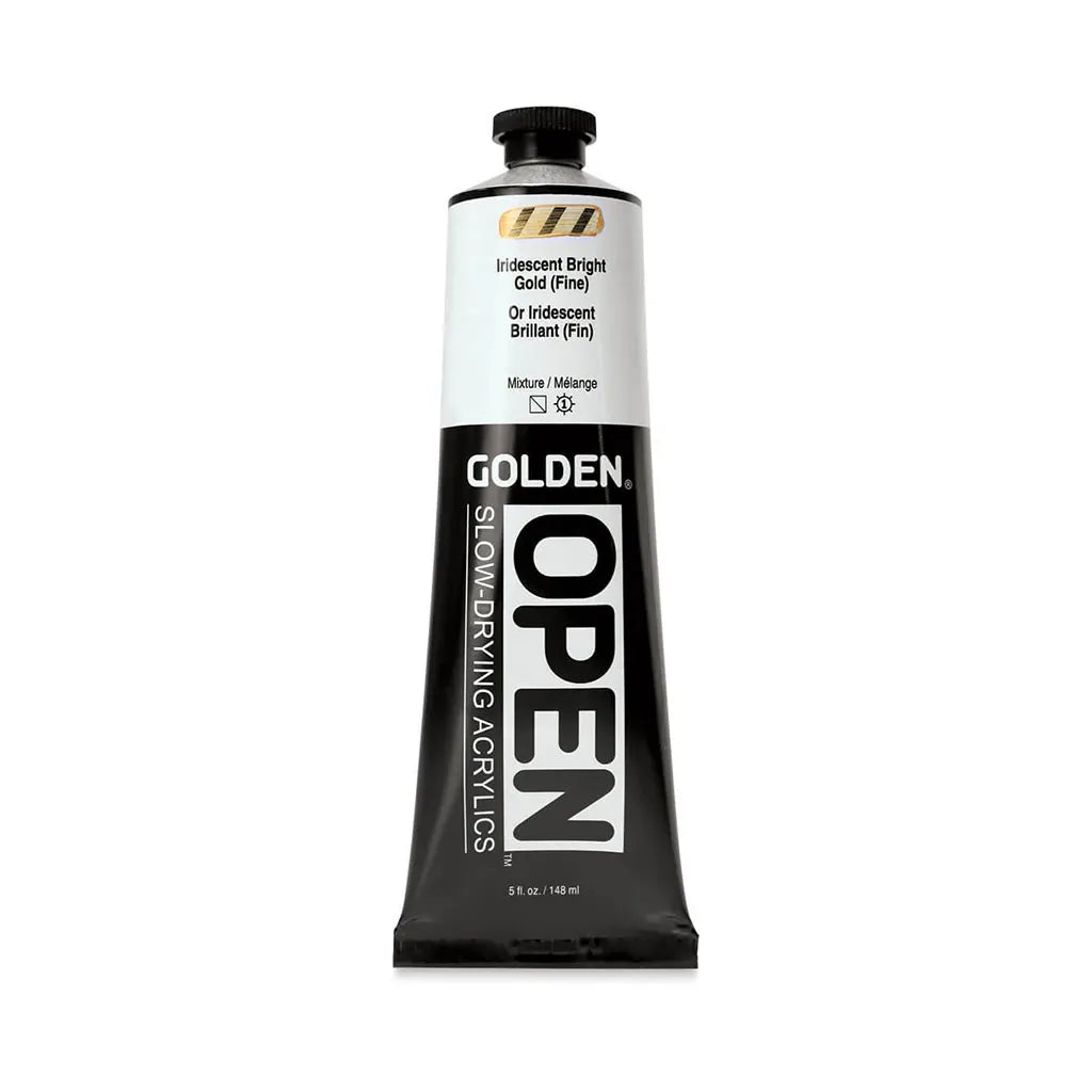 Golden OPEN Slow-Drying Acrylic Paint 5oz Iridescent Bright Gold (Fine) S7