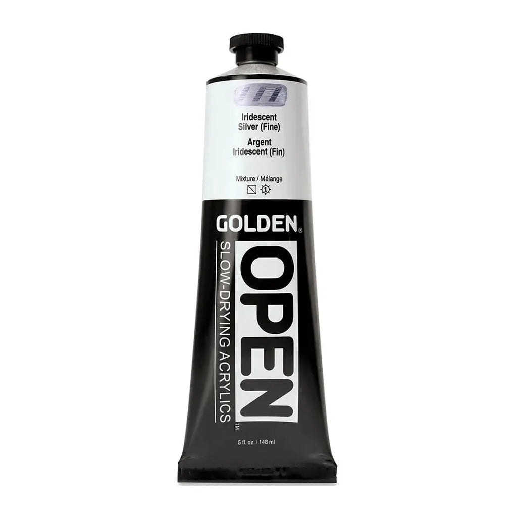 Golden OPEN Slow-Drying Acrylic Paint 5oz Iridescent Silver (Fine) S5