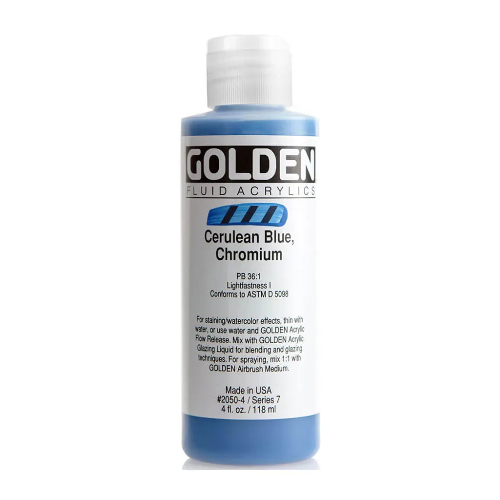 Golden Fluid Acrylic 4oz Cerulean Blue Chromium S7