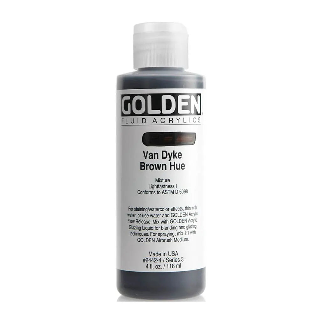 Golden Fluid Acrylic 4oz Van Dyke Brown Hue S3